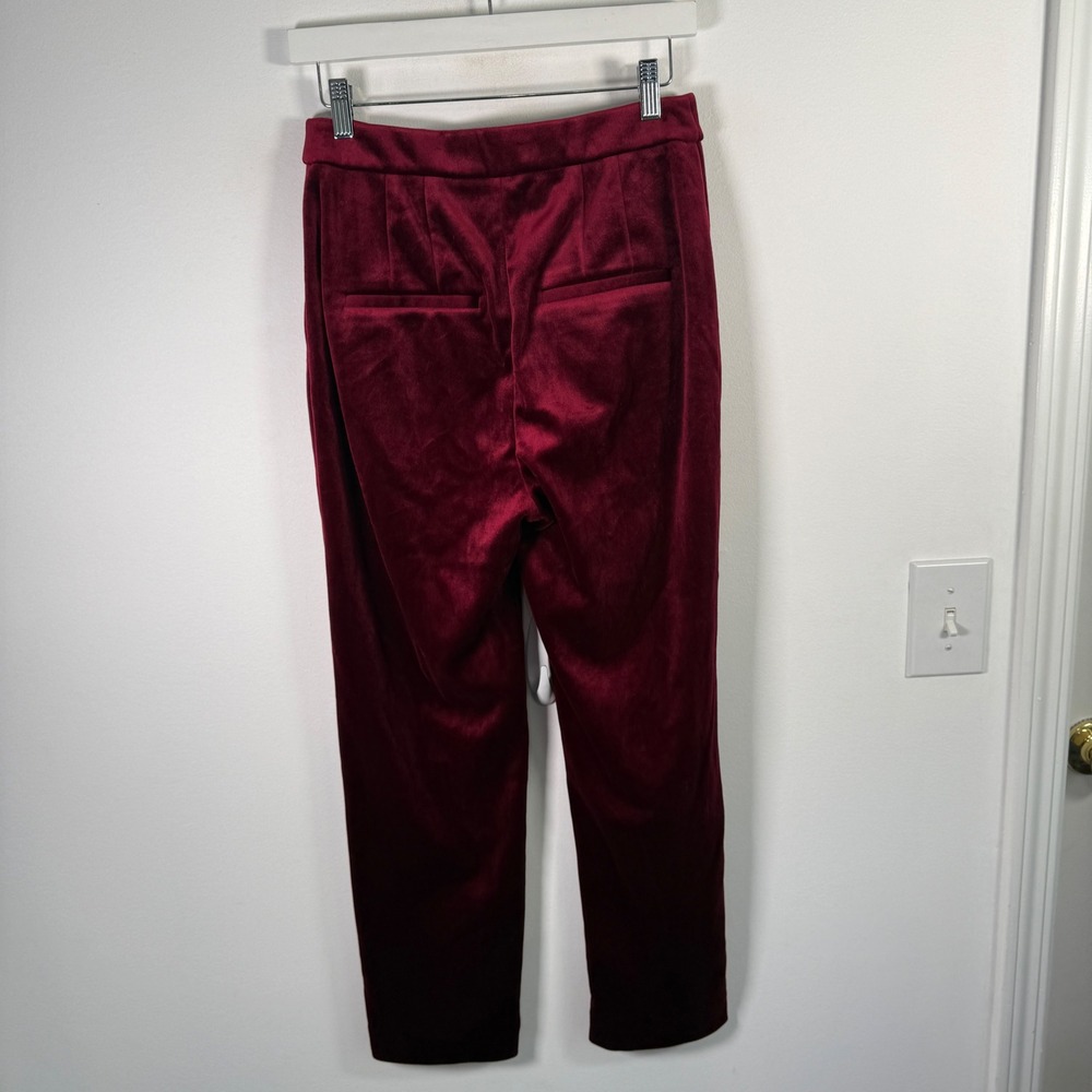 Express Editor Straight Super High Rise Maroon Velvet Dress Pants Womens 6 - Picture 4 of 13